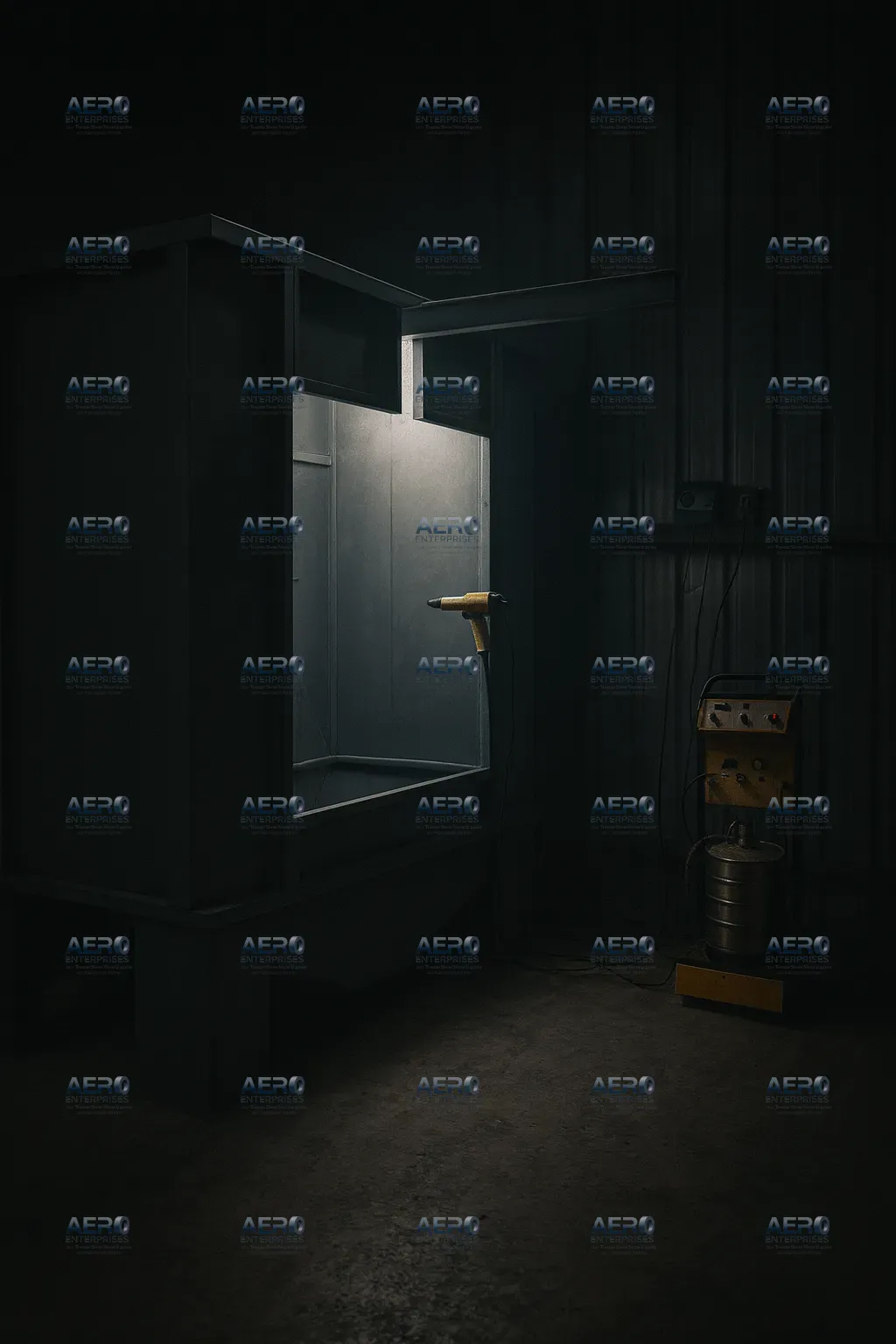 Powder spray booth for industrial powder coating services at Aero Enterprises Vasai