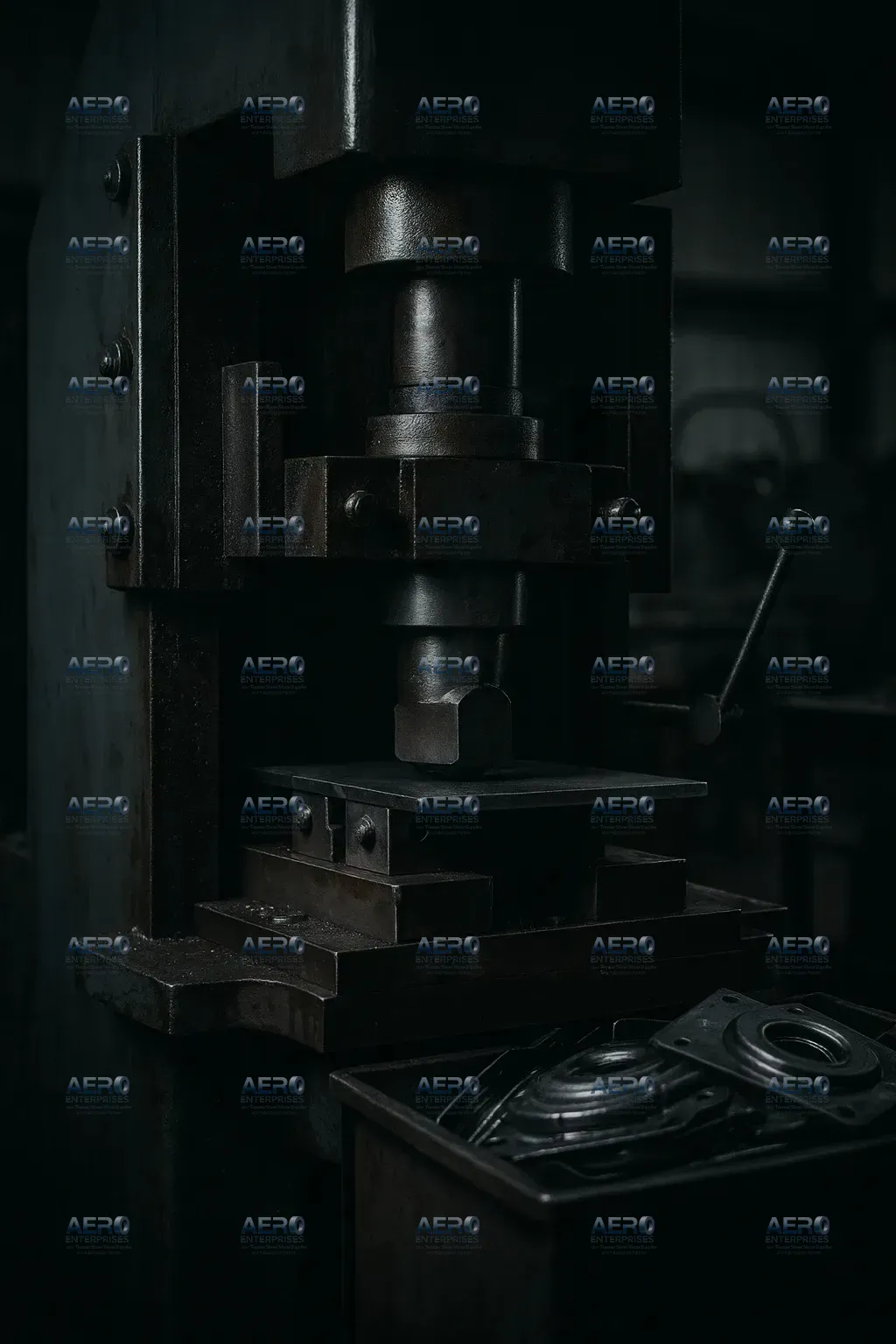 Stamped sheet metal components being checked after power press production