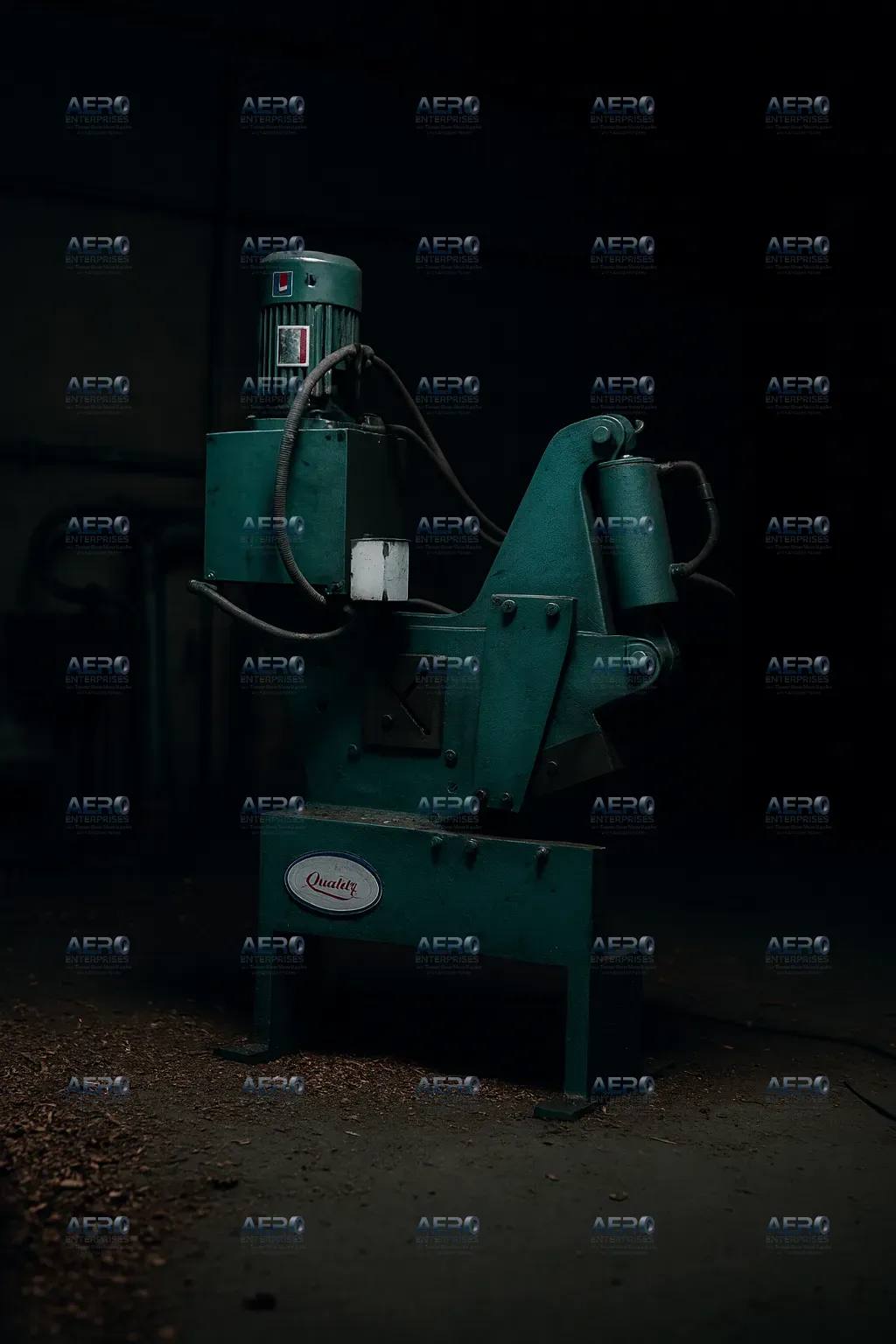 Hydraulic shearing machine cutting sheet metal blanks at Aero Enterprises