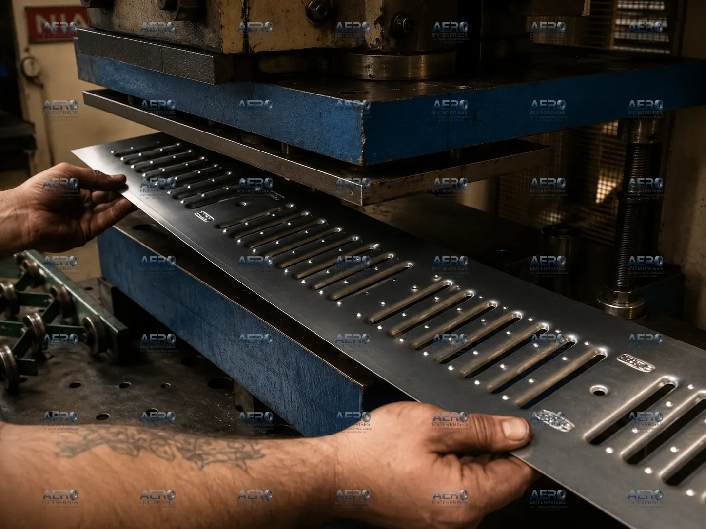 Sheet metal stamping and power press production floor at Aero Enterprises Vasai