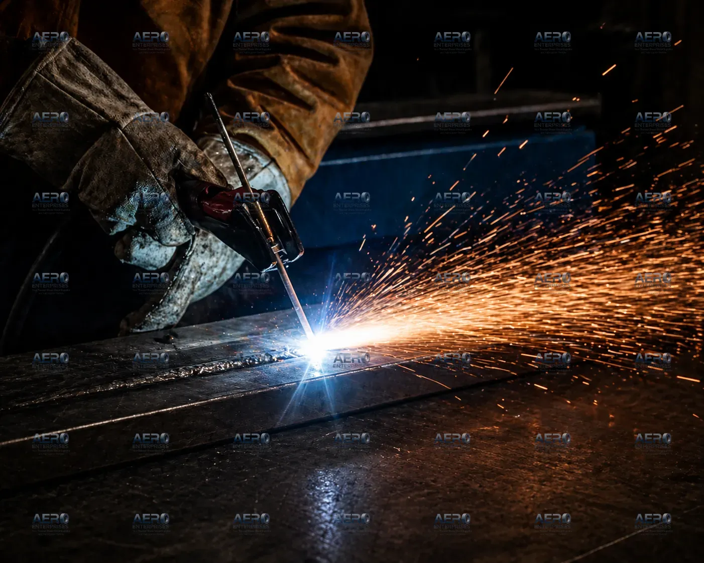 Resistance spot welder joining sheet metal at Aero Enterprises Vasai